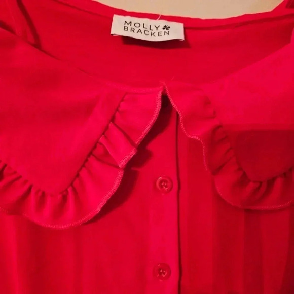 Molly Bracken Off The Shoulder Midi Red Dress Size Medium. - Picture 13 of 13